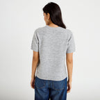 Relaxed Short Sleeve Sweater in Light Gray, view 2