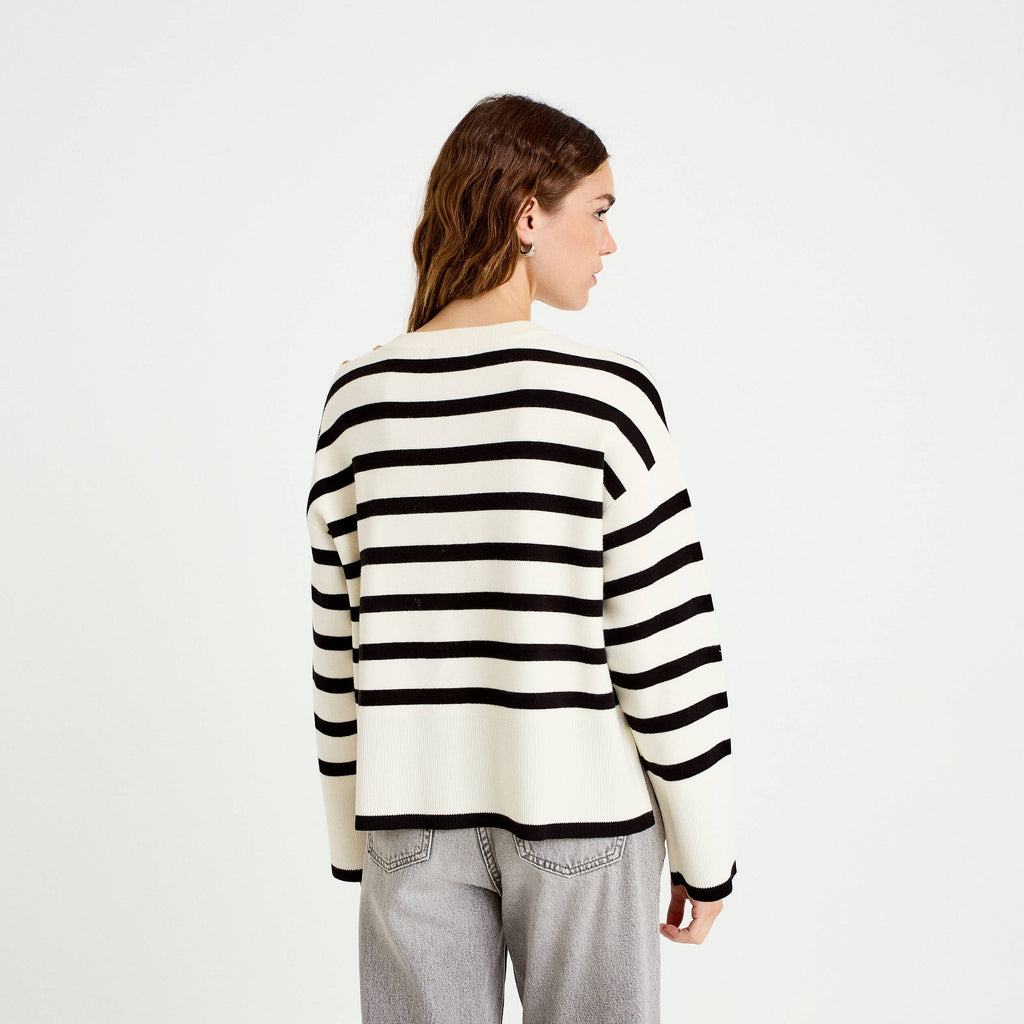 Relaxed Long Sleeve Sweater in Ecru, view 2