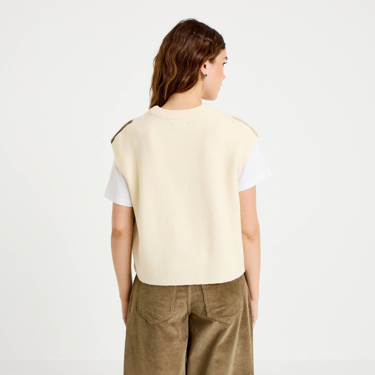 Sleeveless Sweater in Ecru, view 2