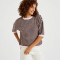 Relaxed Fluffy Short Sleeve Sweater in Light Pink, view 1