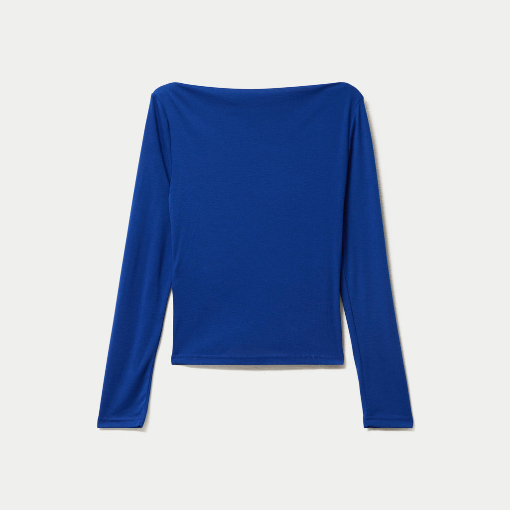Cowl Neck Long Sleeve Top in Electric Blue, view 2