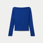 Cowl Neck Long Sleeve Top in Electric Blue, view 2