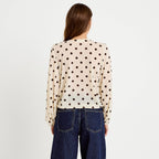 Straight Cut V-Neck Long Sleeve Blouse in White, view 2