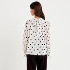 Straight Cut Long Sleeve Voile Blouse in White, view 2