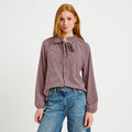 Stand Collar Long Sleeve Blouse in Pink, view 1