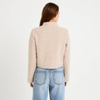 Straight Cut Cropped Fleece-Effect Jacket in Ivory, view 2