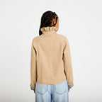 Straight Cut Stand Collar Long Sleeve Jacket in Beige, view 2