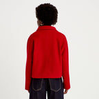 Heathered Stand Collar Long Sleeve Jacket in Red, view 2