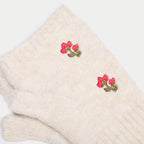 Embroidered Fingerless Gloves in Ecru, view 2