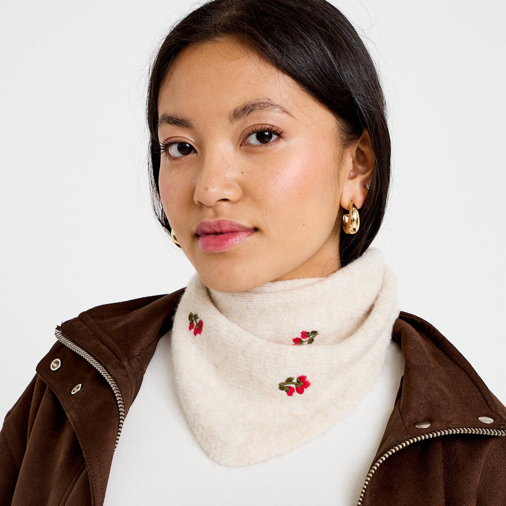 Embroidered Scarf in Ecru, view 1
