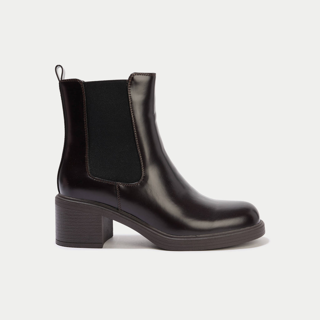 Block Heel Ankle Boots in Brown, view 1