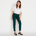 Pantalon cigarette ceinturé vert foncé femme
