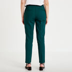 Pantalon cigarette ceinturé vert foncé femme