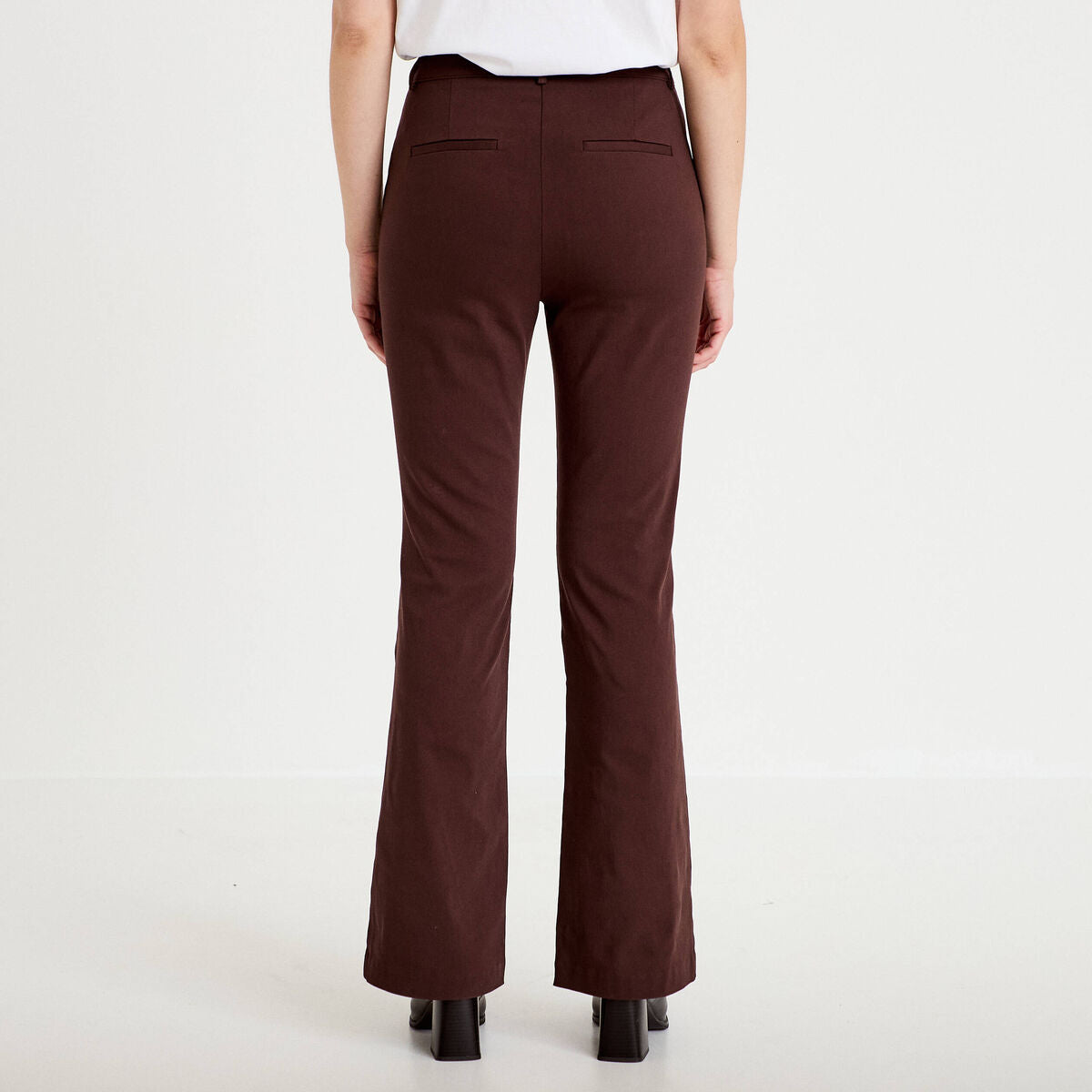 Pantalon bootcut à pont marron foncé femme