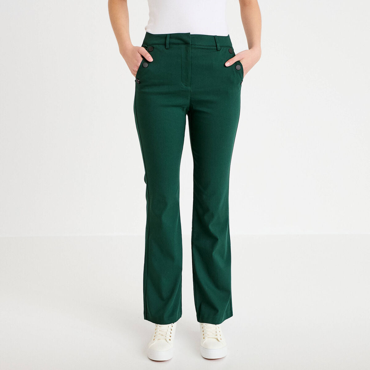 Pantalon bootcut à pont vert foncé femme