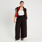 Pantalon large fluide noir femme