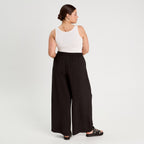 Pantalon large fluide noir femme
