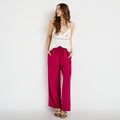 Pantalon large fluide rouge femme