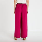 Pantalon large fluide rouge femme