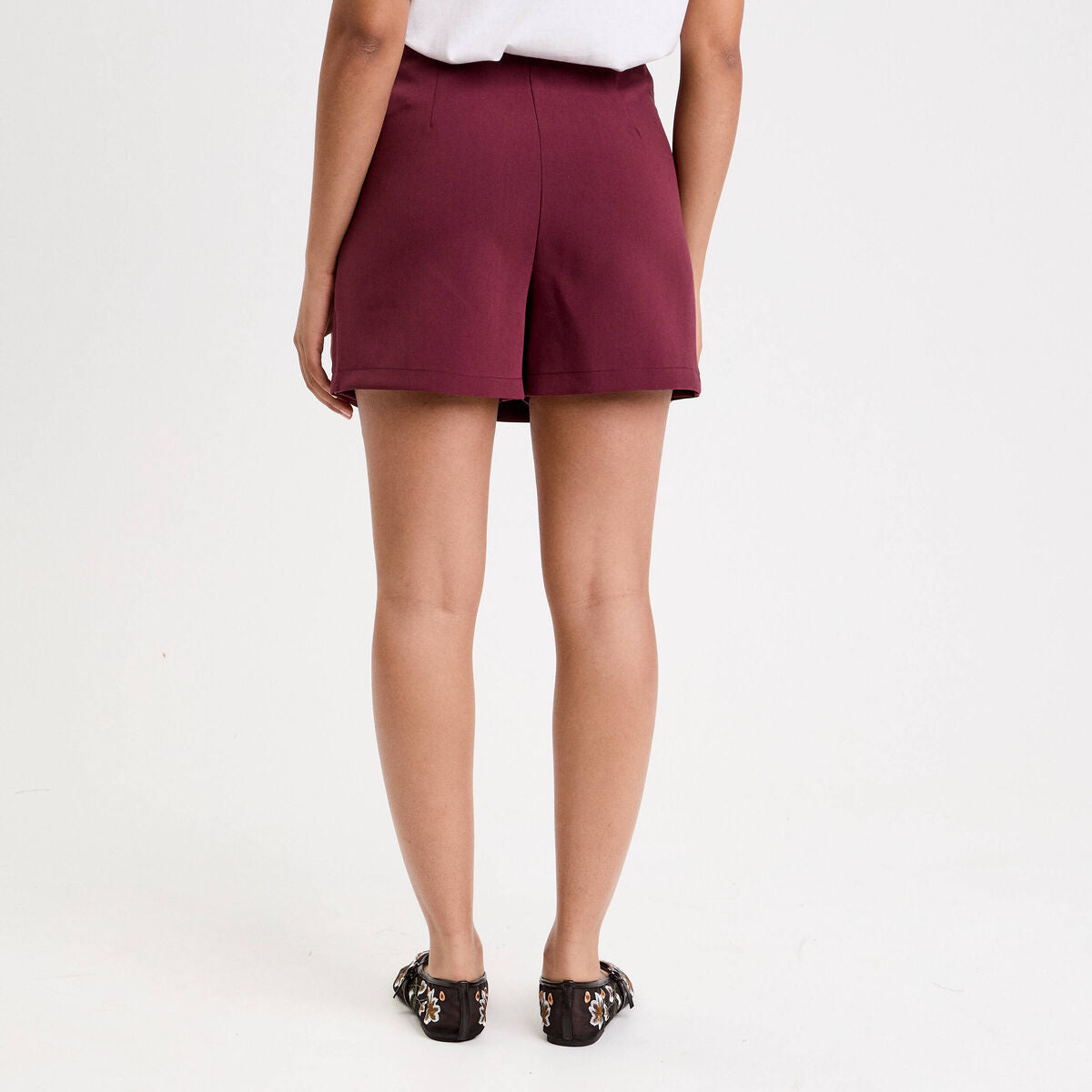 Jupe-short droite fentes violet foncé femme