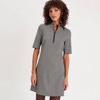 Robe droite col montant zippé noir femme