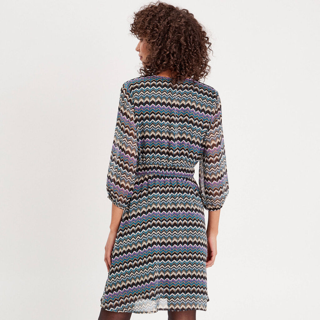 Robe évasée manches 3/4 noir femme