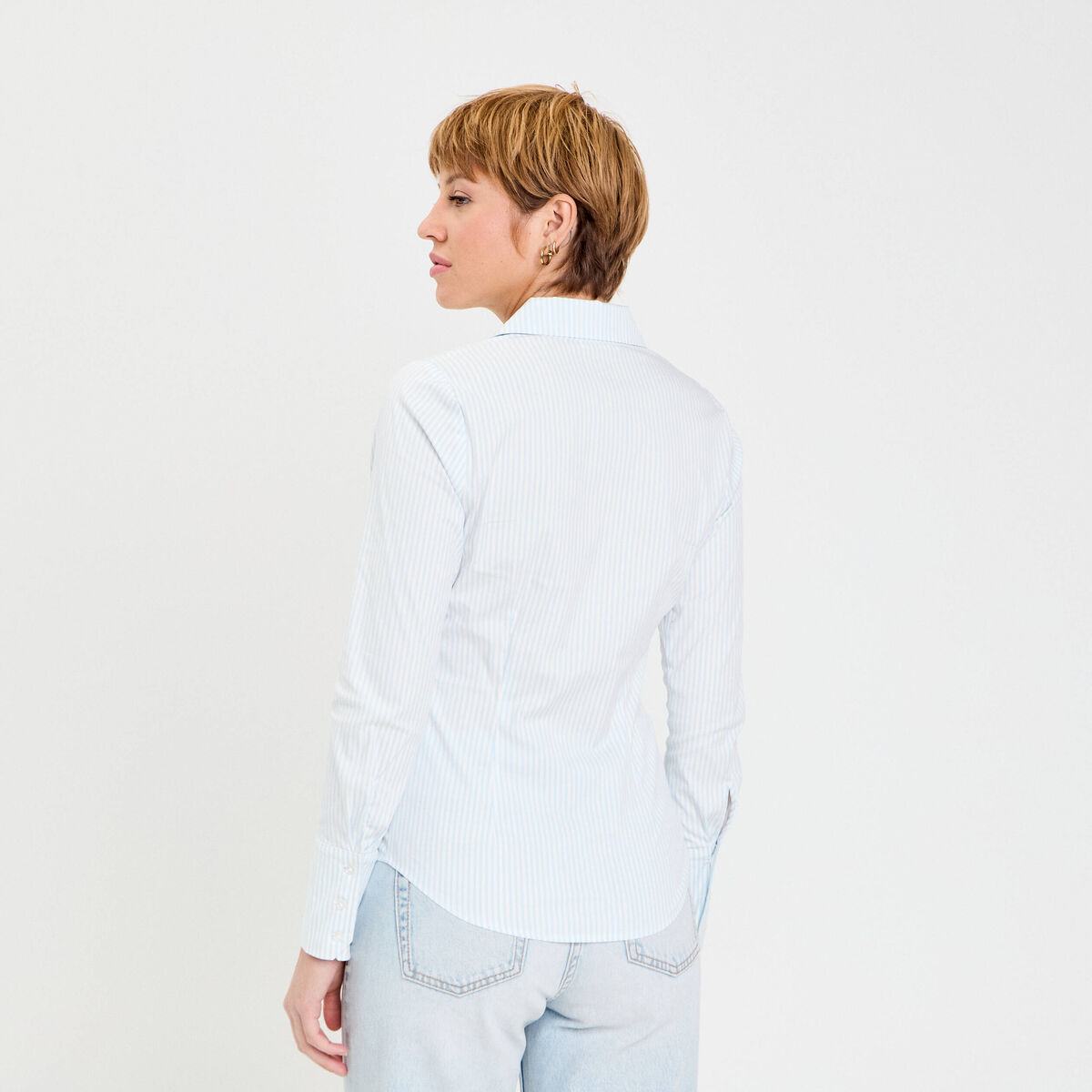 Chemise manches longues bleu femme