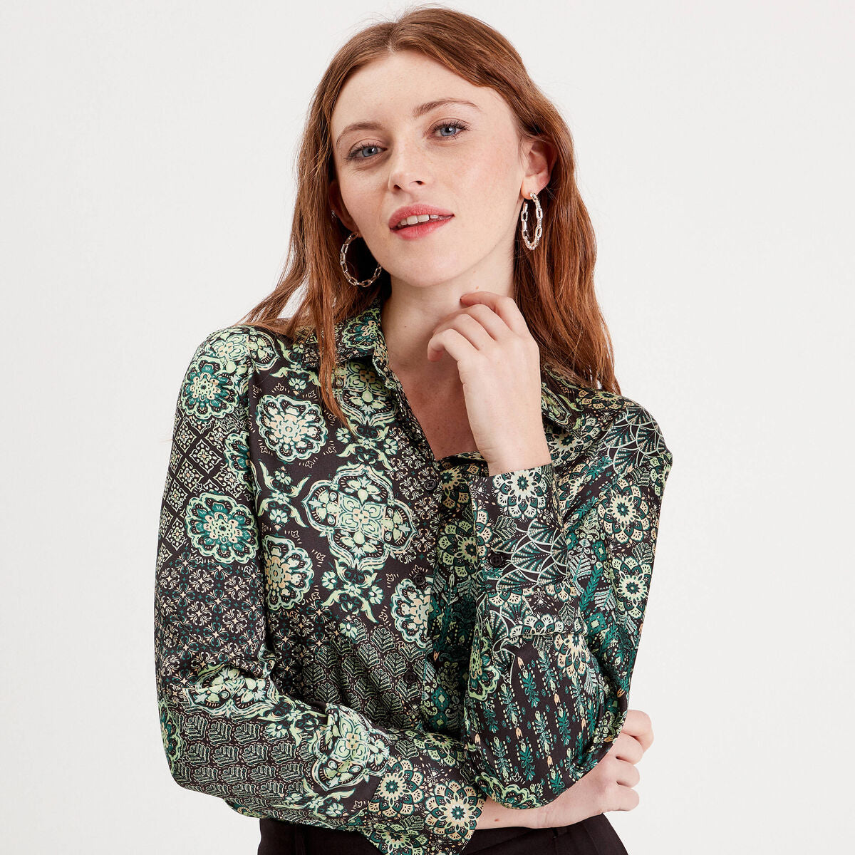 Chemise manches longues noir femme