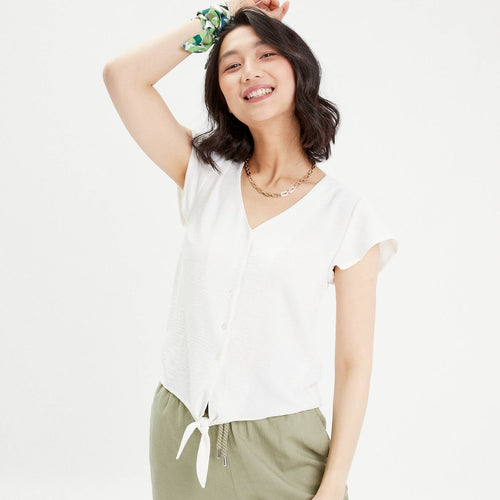 Blouse manches courtes ecru femme