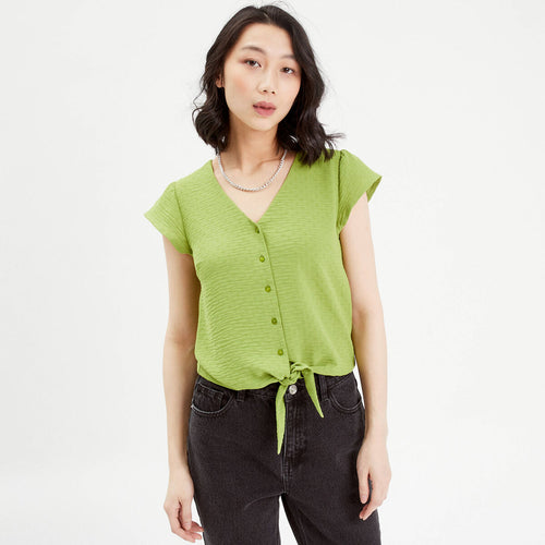 Blouse manches courtes vert anis femme