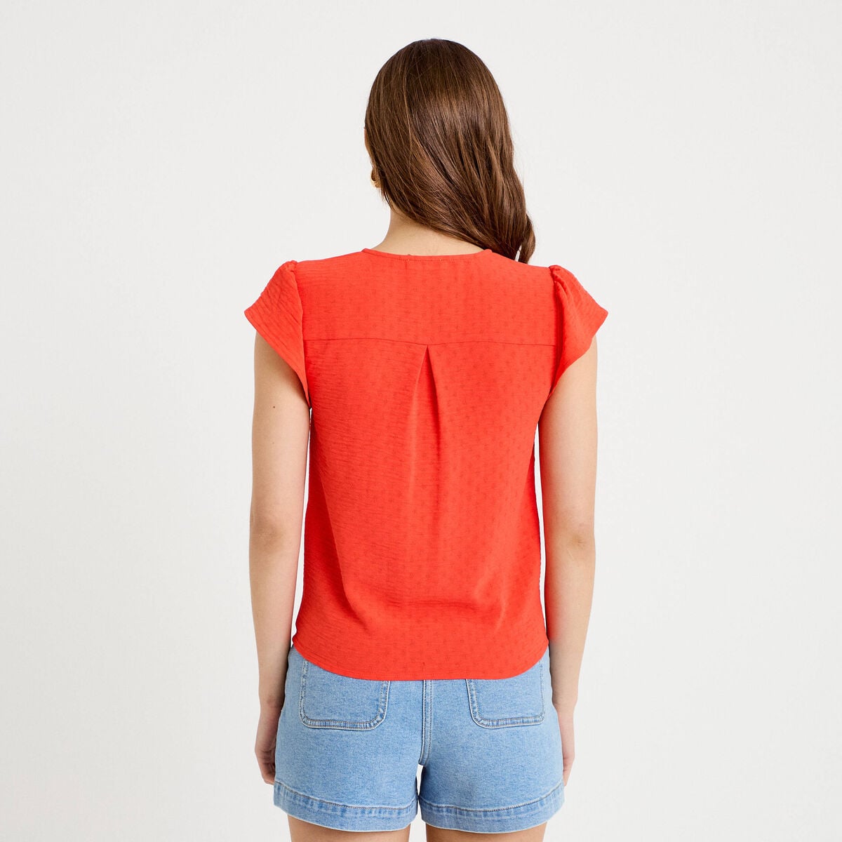 Blouse manches courtes orange foncé femme