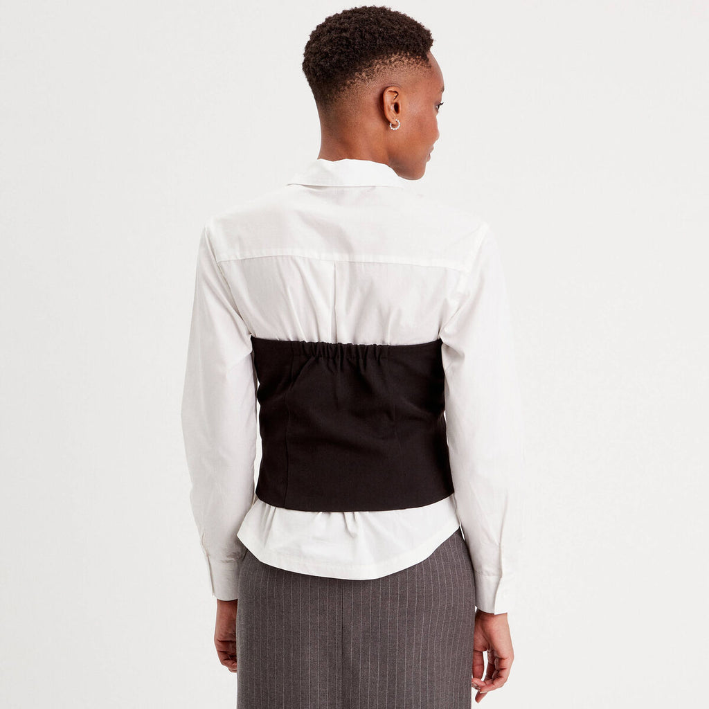 Bustier avec boutons noir femme
