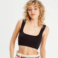 Débardeur cropped côtelé noir femme