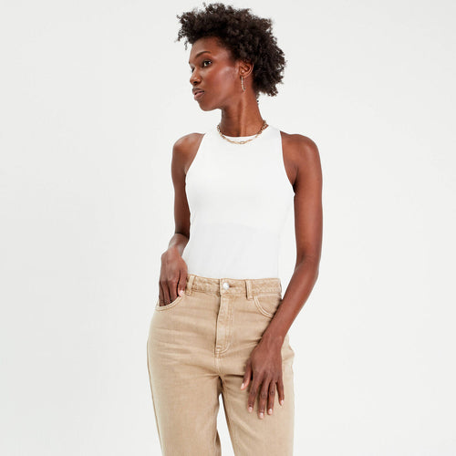 Body sans manches effet seconde peau blanc femme