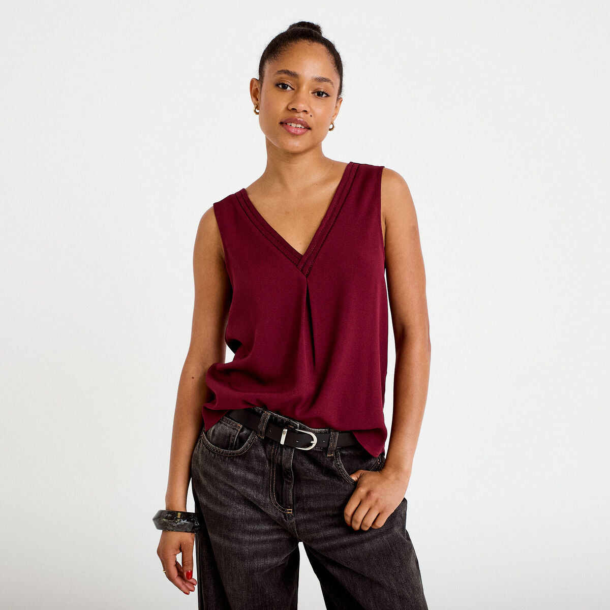 Débardeur sans manches bordeaux femme
