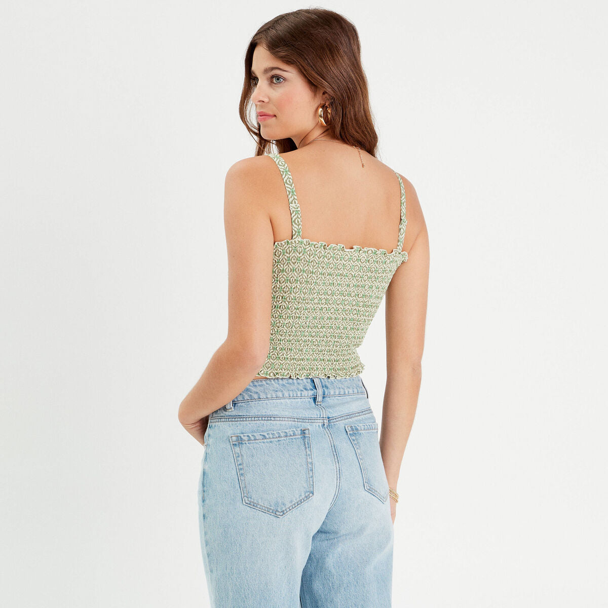 Bandeau smocké cropped vert femme