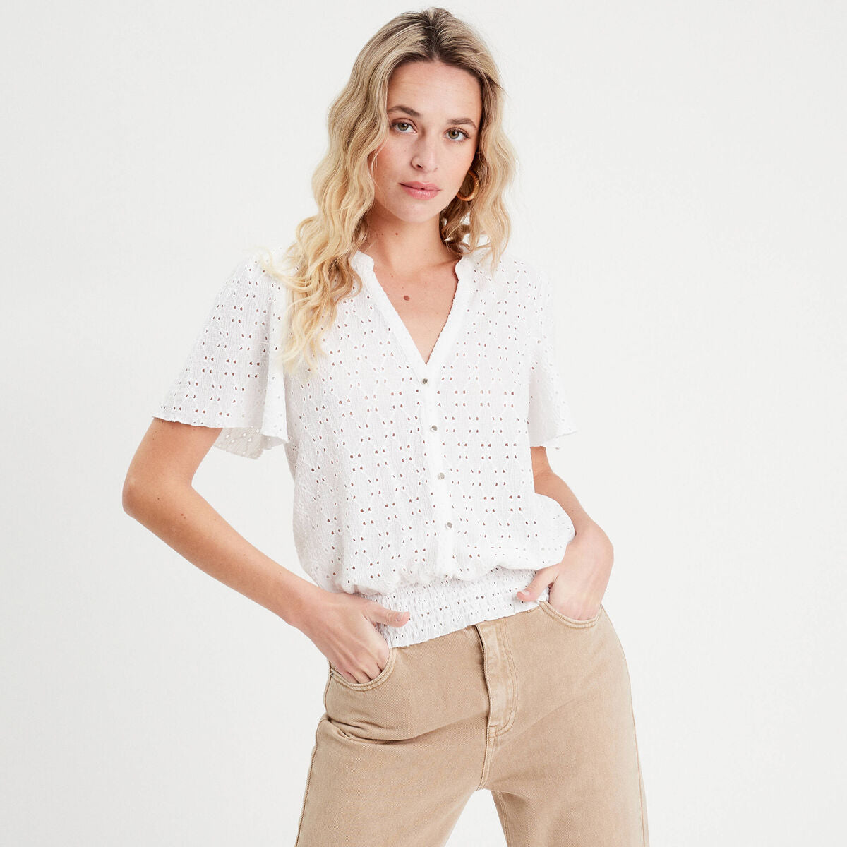 T-shirt manches courtes blanc femme