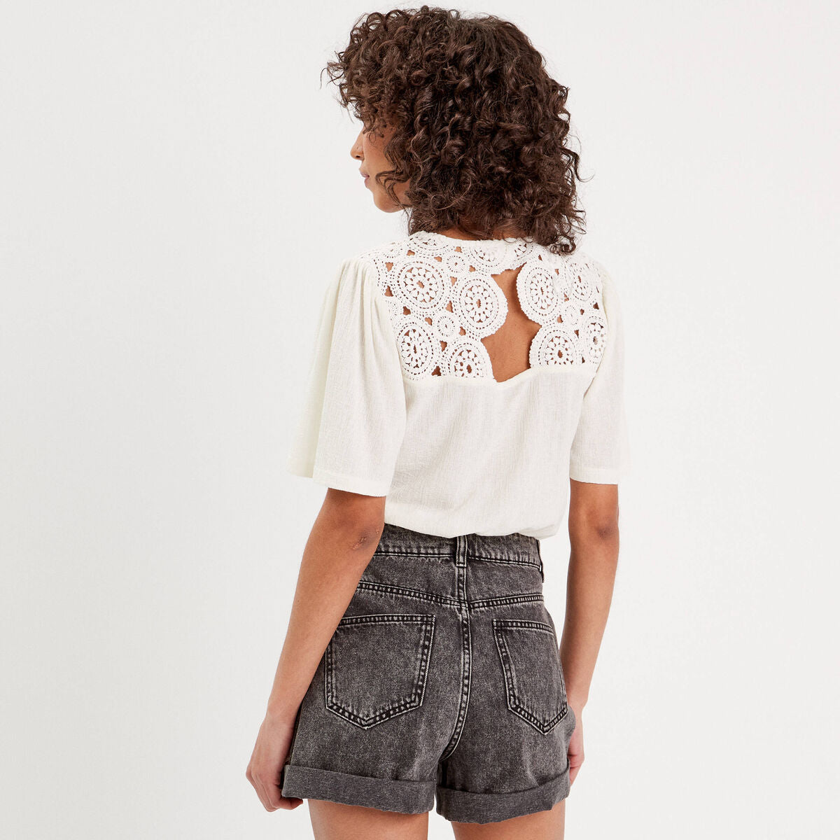 T-shirt manches courtes ecru femme