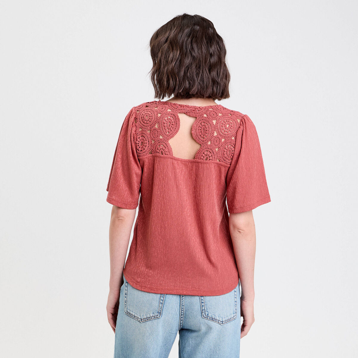 T-shirt manches courtes vieux rose femme