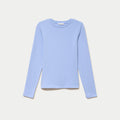 T-shirt cintré col rond manches longues bleu clair femme