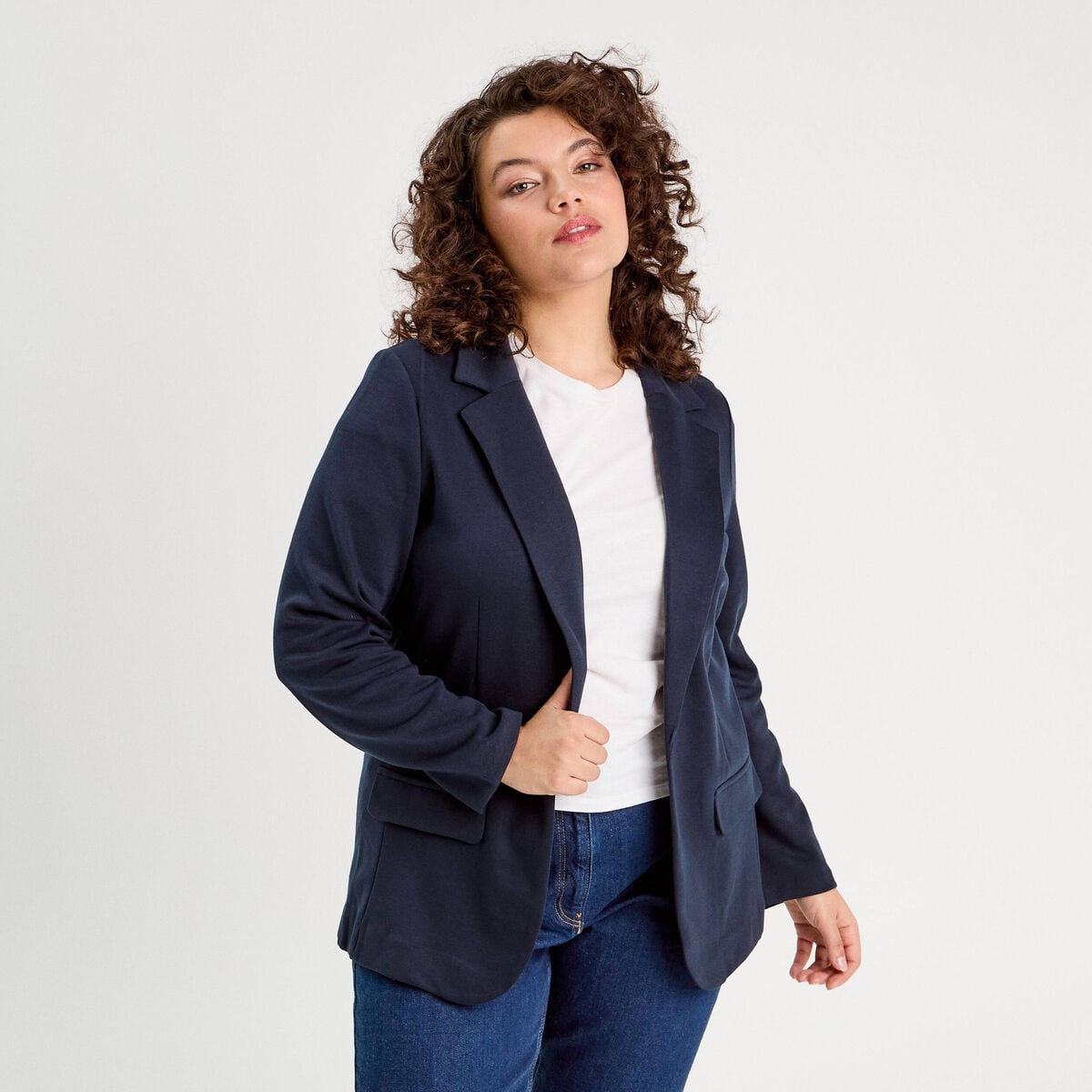 Veste blazer cintrée bleu marine femme