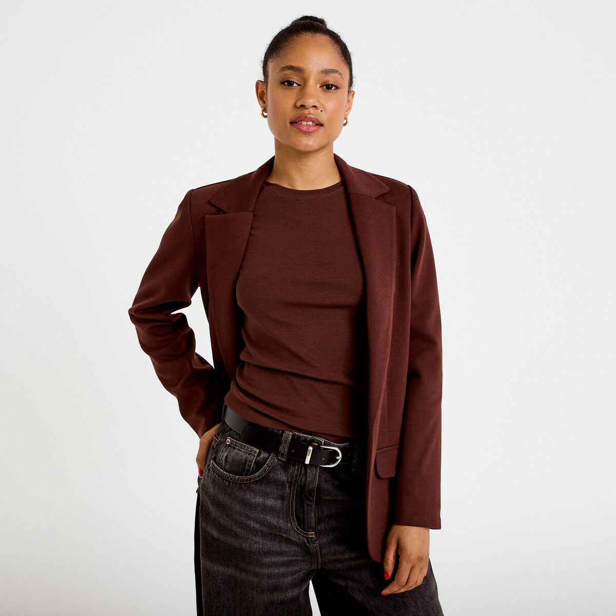 Veste blazer cintrée marron femme