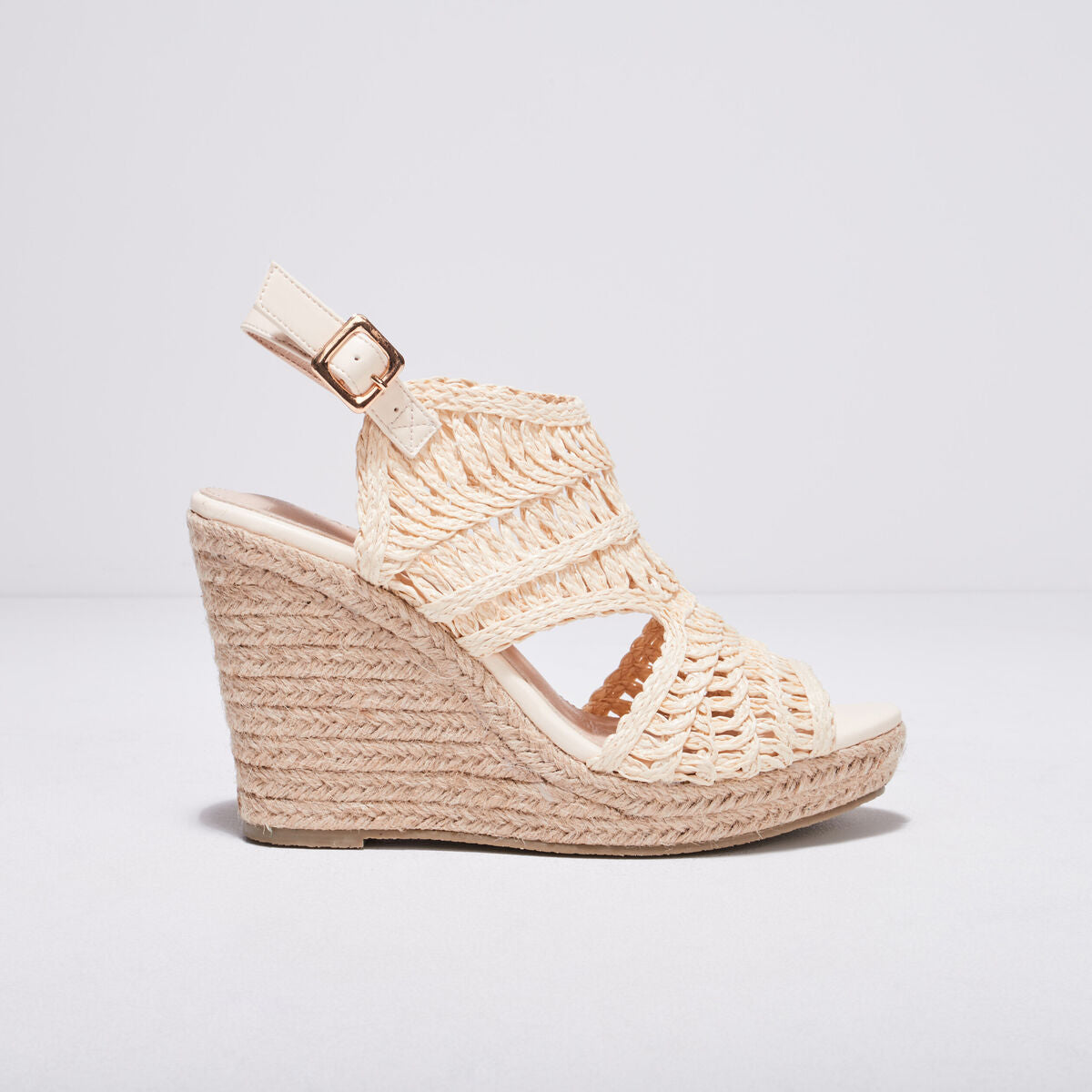 Sandales avec talons compensés ivoire femme