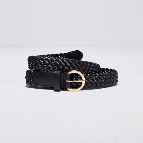 Ceinture tressée noir femme