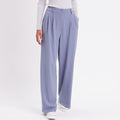 Pantalon large à pinces bleu gris femme