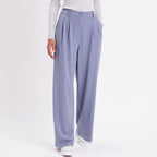 Pantalon large à pinces bleu gris femme