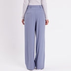 Pantalon large à pinces bleu gris femme