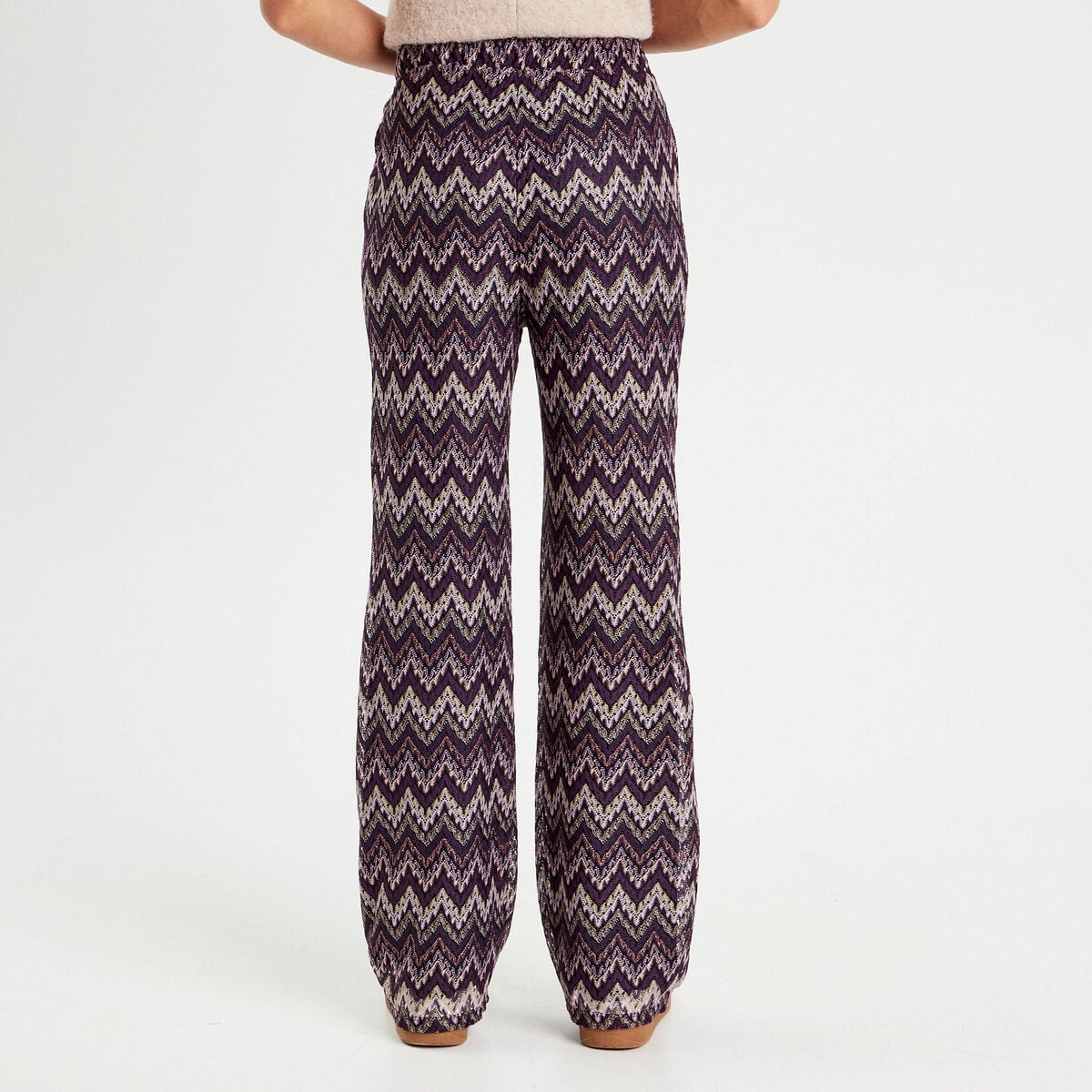 Pantalon large ajouré violet femme