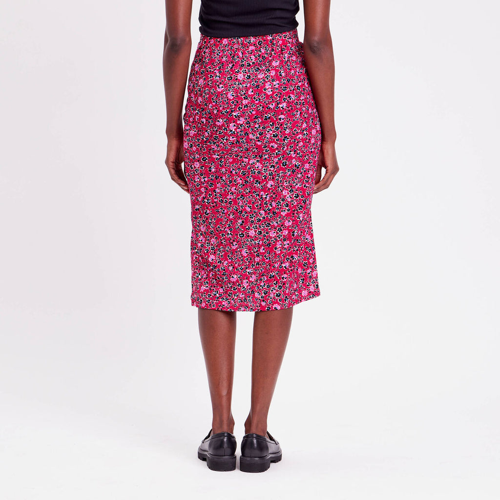 Jupe moulante drapée rouge femme