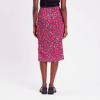 Jupe moulante drapée rouge femme